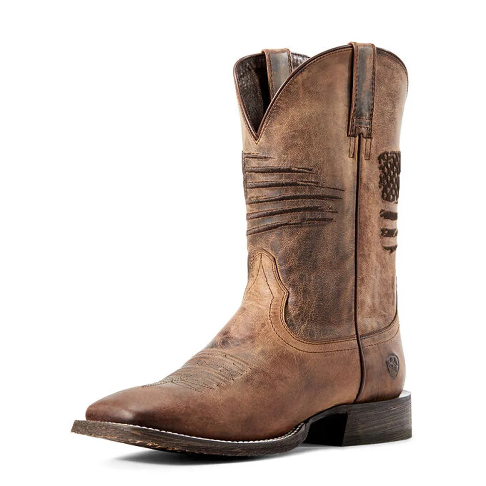 10029699 Ariat Men's Circuit Patriot Western Boot - Weathered Tan