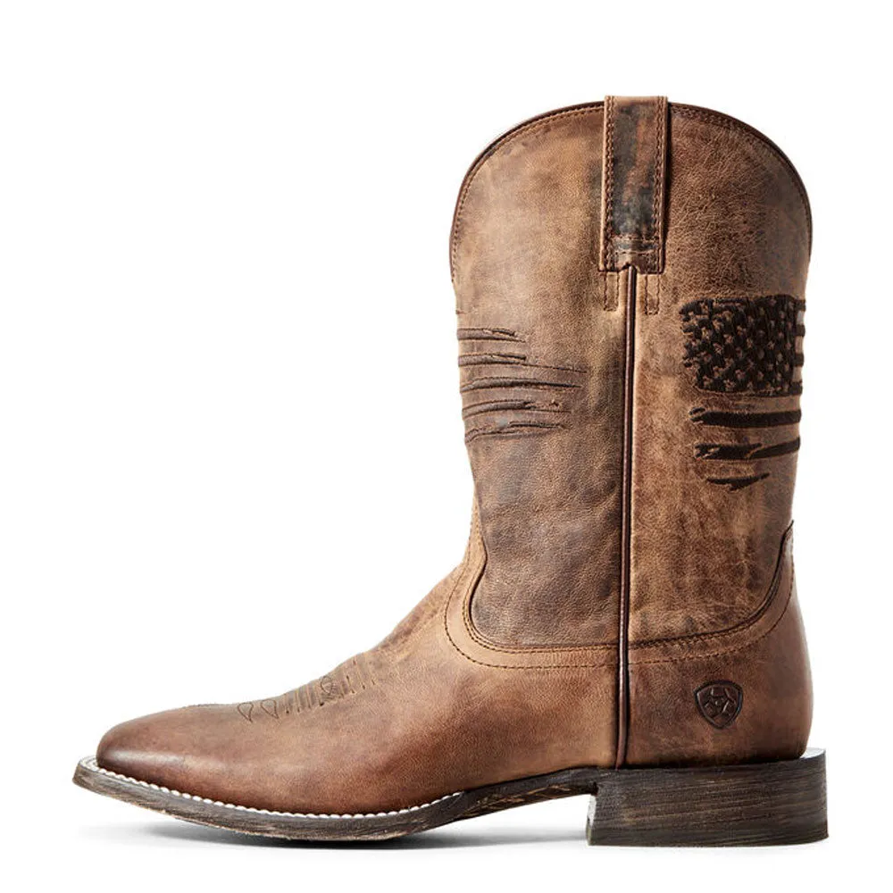 10029699 Ariat Men's Circuit Patriot Western Boot - Weathered Tan