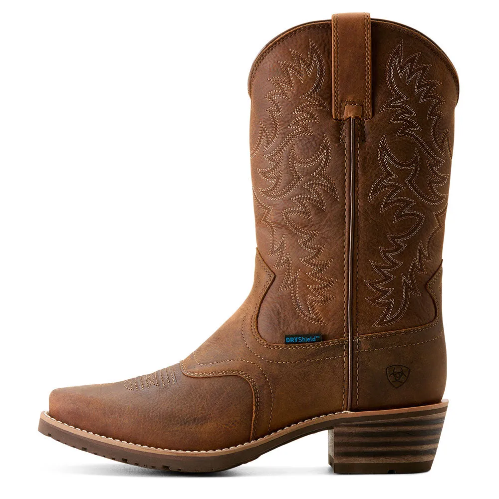 10053577 Ariat Men's Hybrid Roughstock Square Toe Waterproof Cowboy Boot - Status Brown