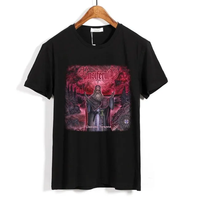 14 kinds Finland Ensiferum Rocker Skull knight Rock Brand clothing folk Viking metal camisetas Streetwear illustration tee