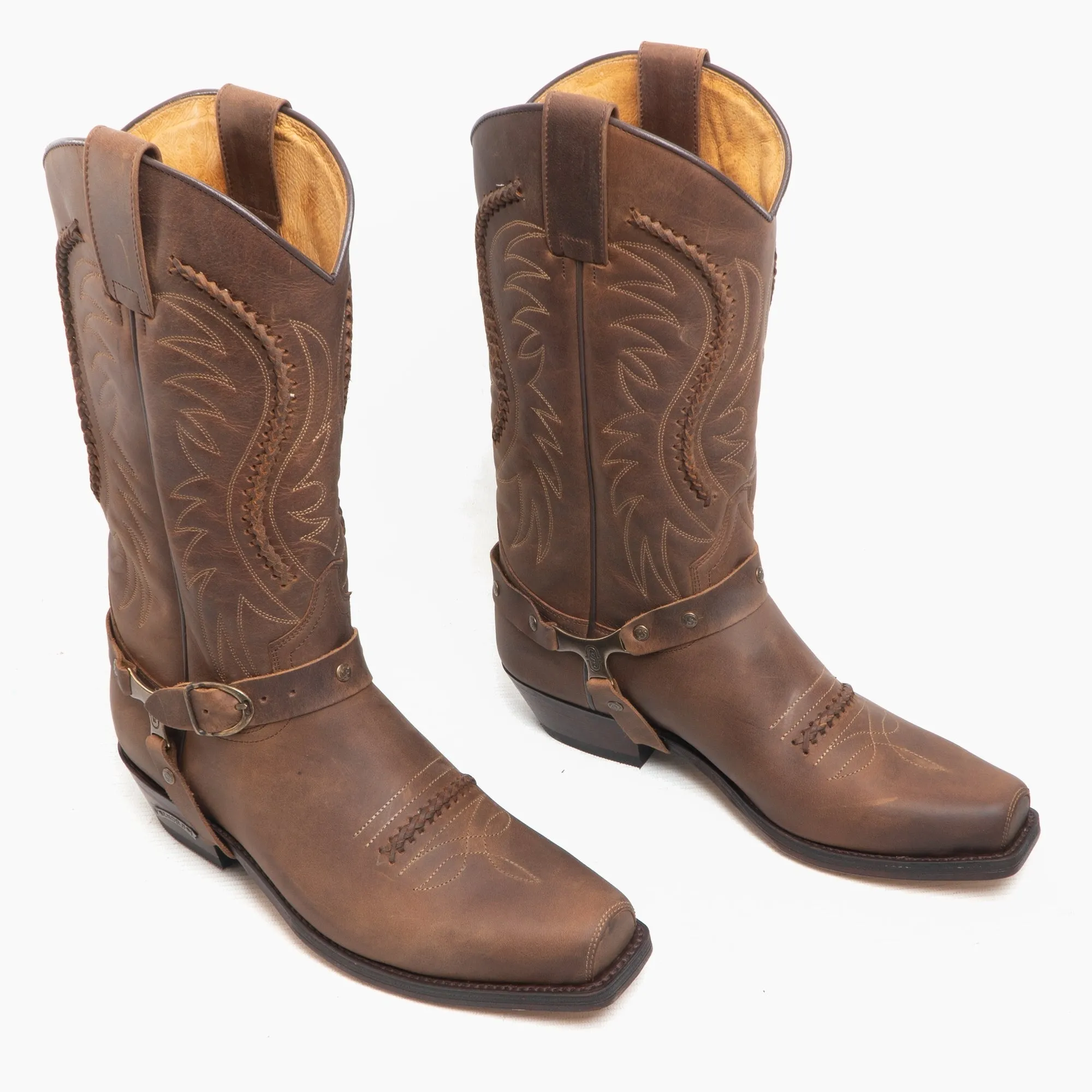 3434 Mens Leather Mid Calf Cowboy Boots Mad Dog Tan