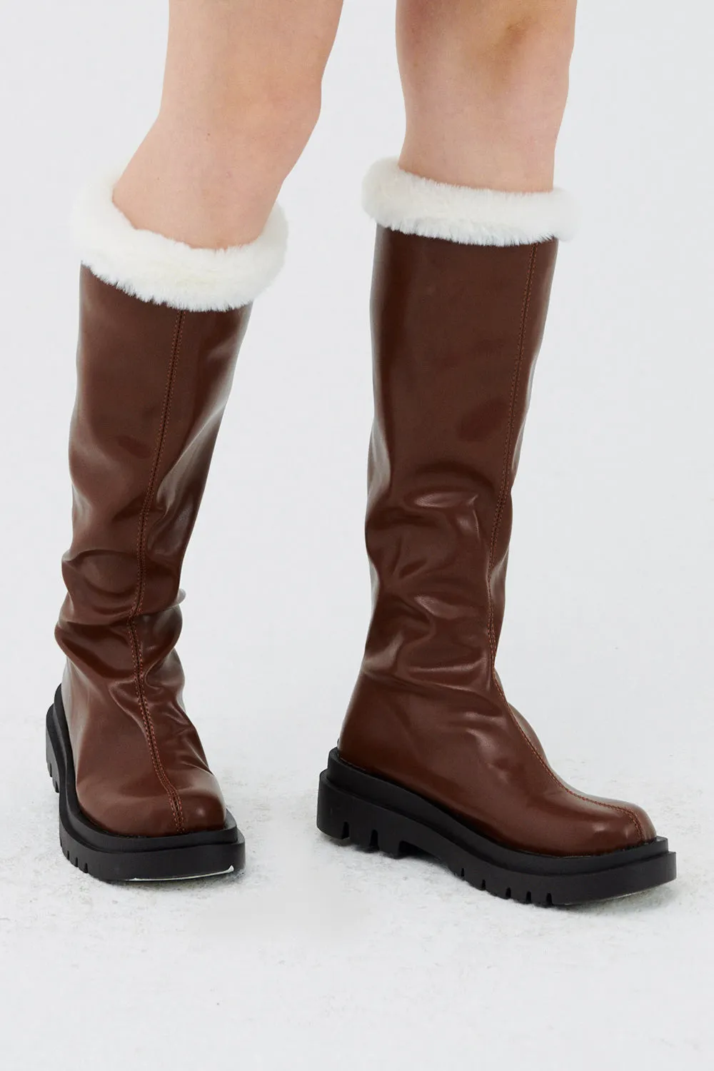 Andrea Faux Fur Trim High Boots