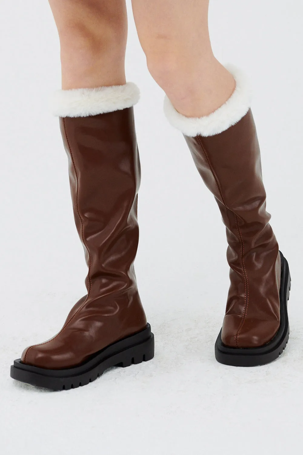 Andrea Faux Fur Trim High Boots