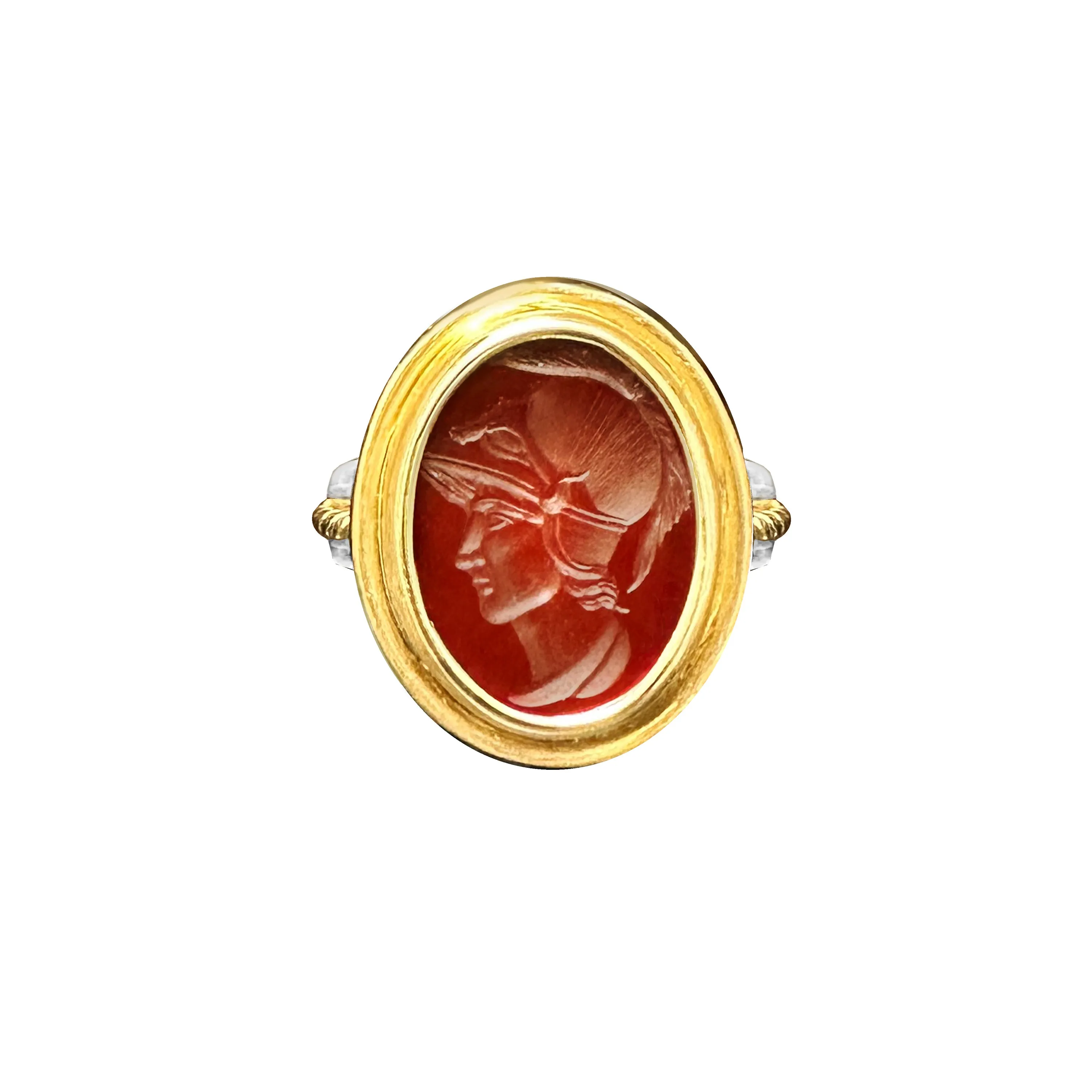 Authentic Ancient Roman Intaglio 1st-2nd Century AD on Carnelian depicting Helmeted Head of Goddess Athena