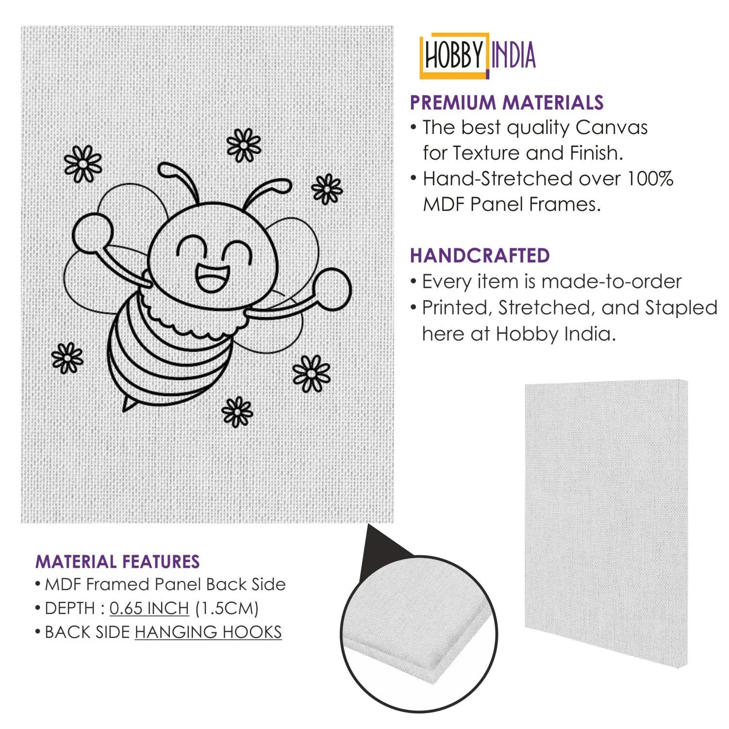 Baby Bee DIY Canvas Base for Painting