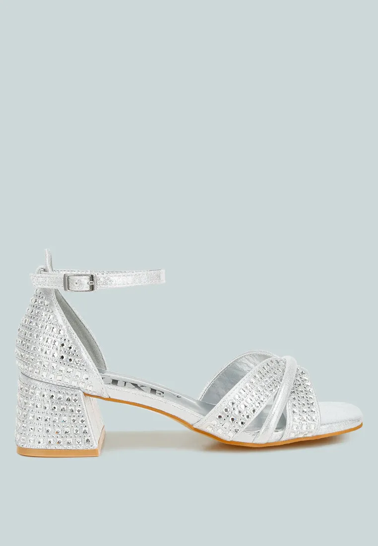 Babylon Low Block Heel Rhinestone Sandals