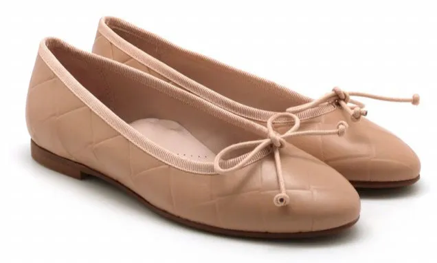 Beberlis Pink Tea Beige Pattern Leather Classic Flats