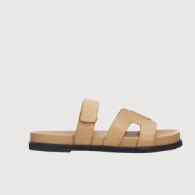 Bibi Lou Minty Camel Leather Flat Sandals