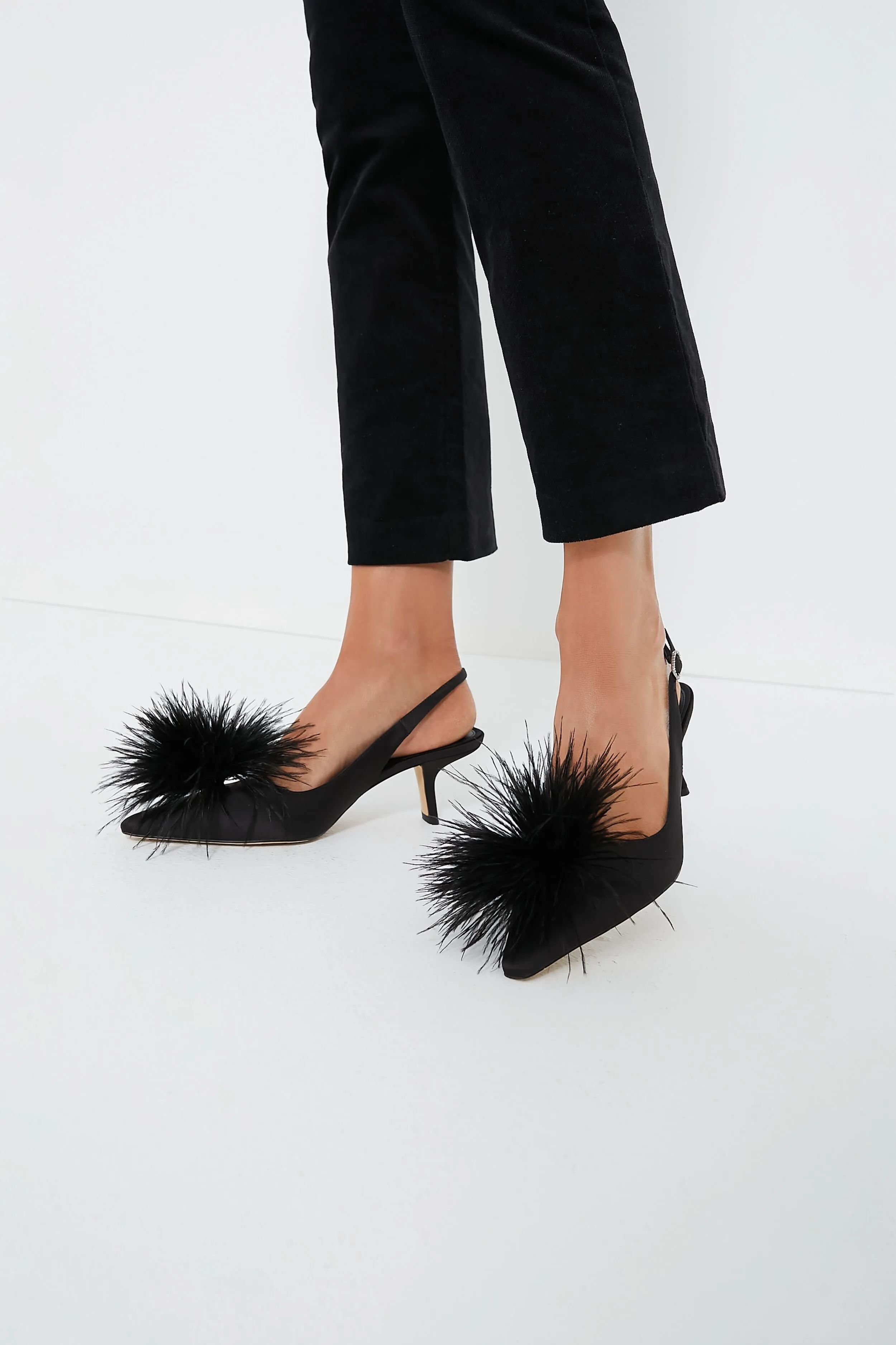 Black Bianka Feather Heels