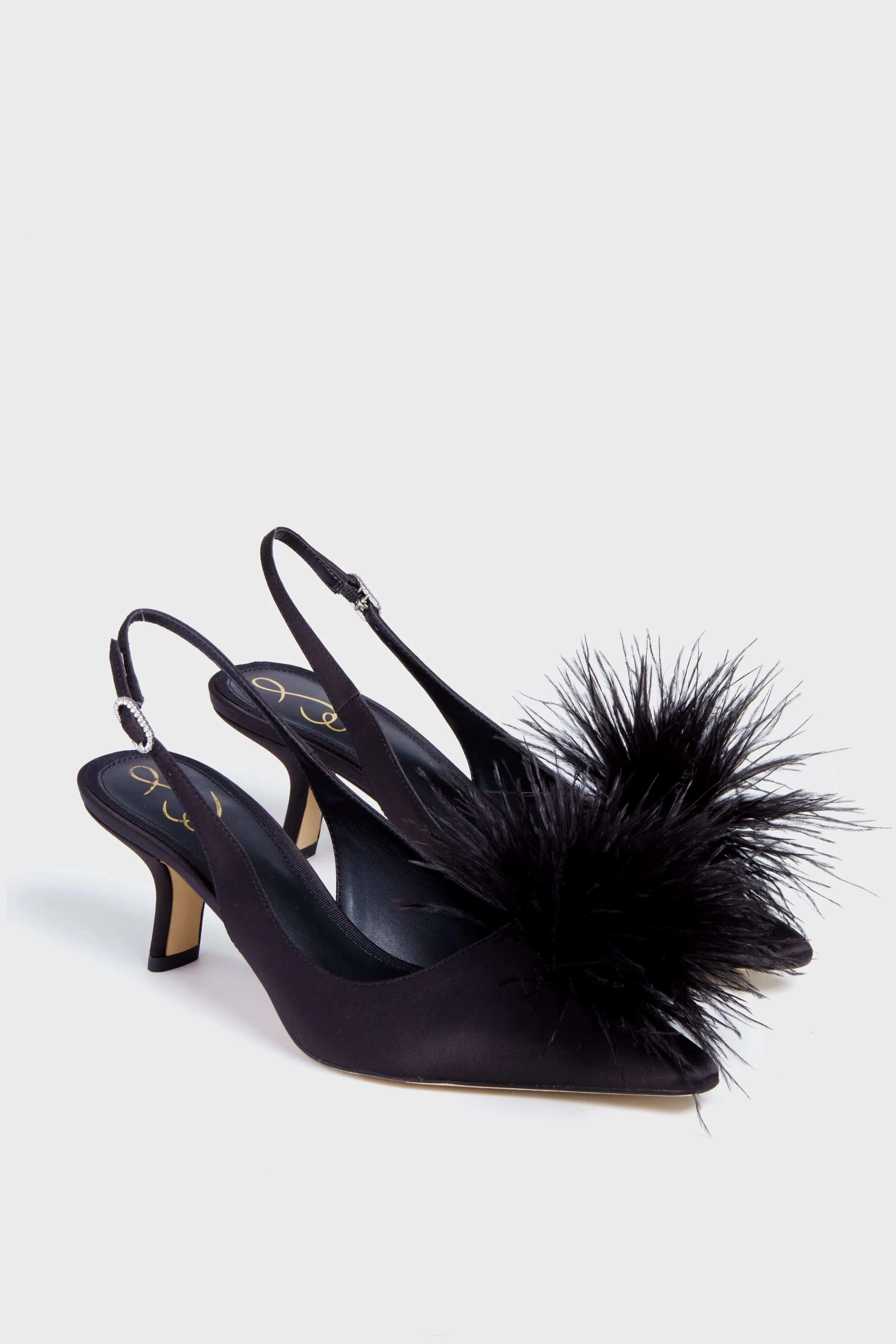 Black Bianka Feather Heels