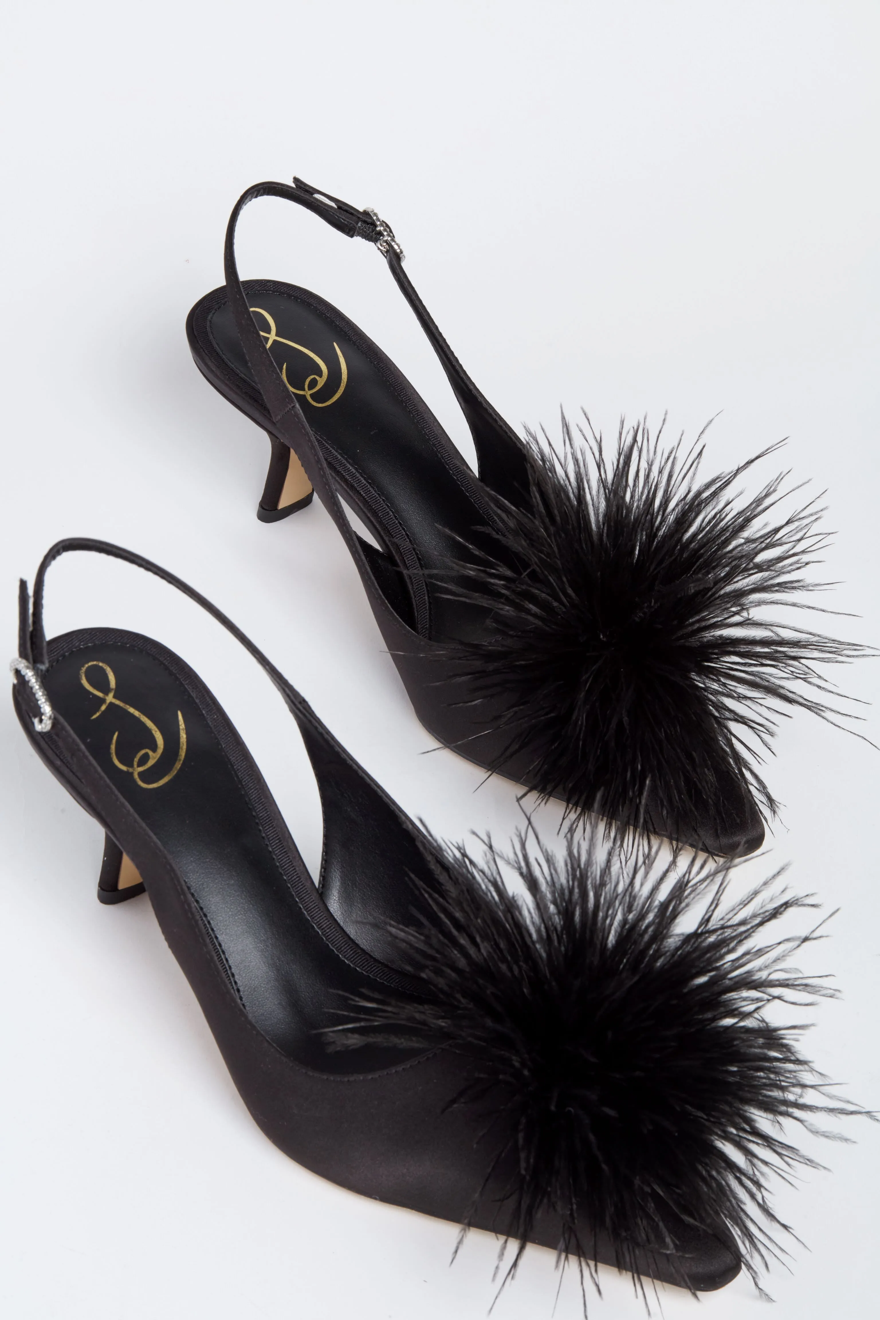 Black Bianka Feather Heels