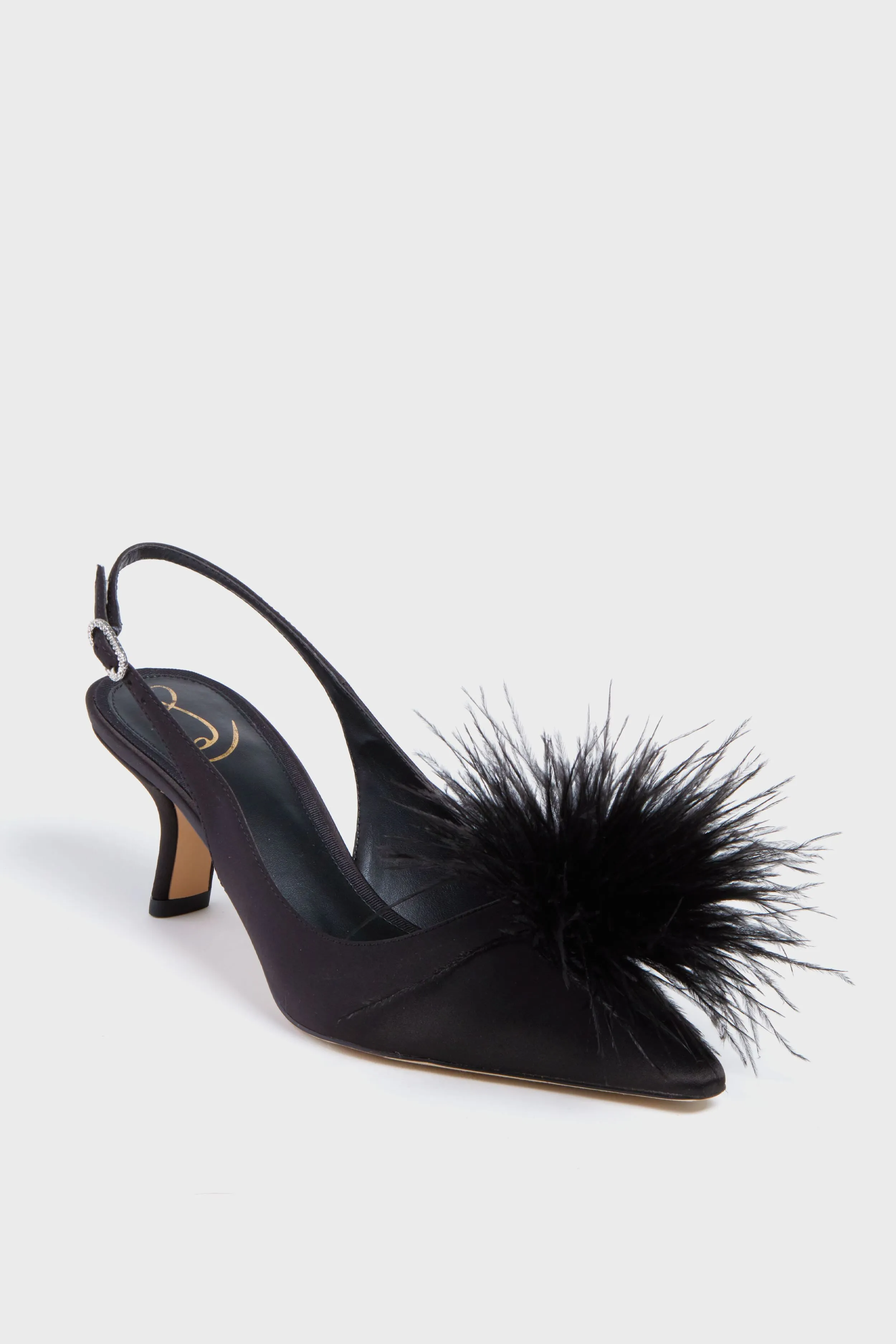 Black Bianka Feather Heels