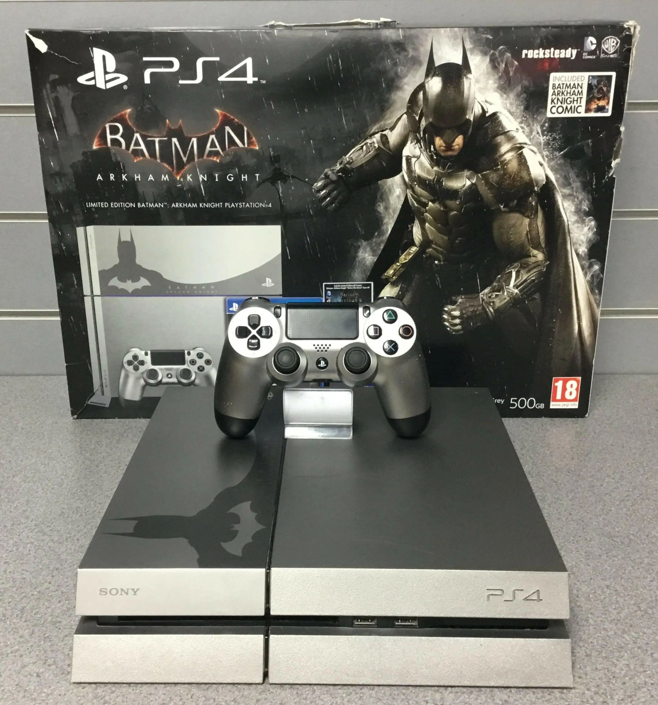 **BOXED** PlayStation 4 500GB **ARKHAM KNIGHT SPECIAL EDITION CONSOLE** inc. Official Controller, Cables & Arkham Knight Game