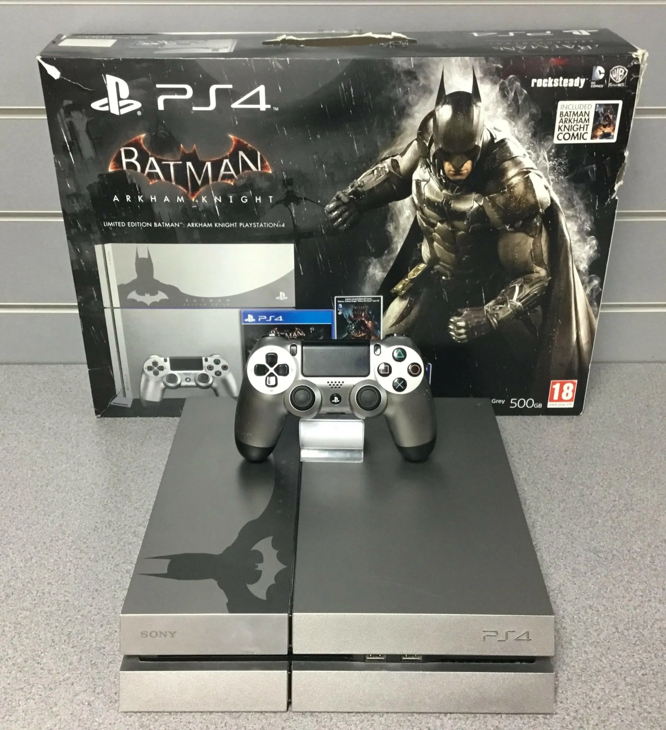 **BOXED** PlayStation 4 500GB **ARKHAM KNIGHT SPECIAL EDITION CONSOLE** inc. Official Controller, Cables & Arkham Knight Game