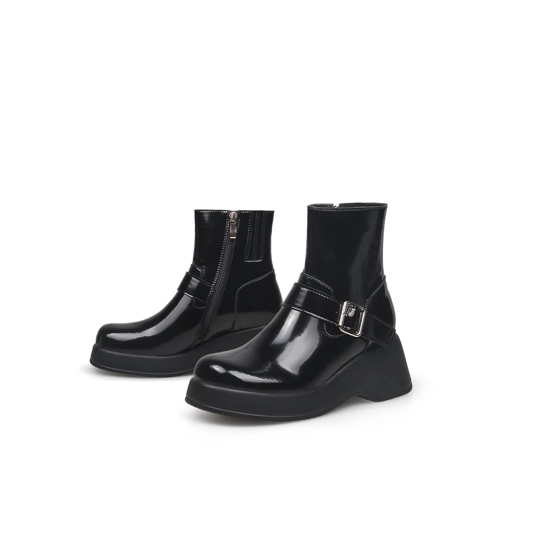 Buckled Mid-Calf Wellie Boots