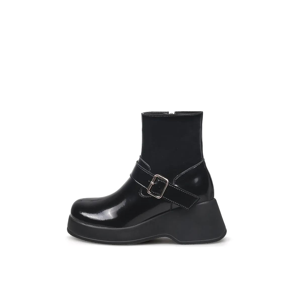 Buckled Mid-Calf Wellie Boots