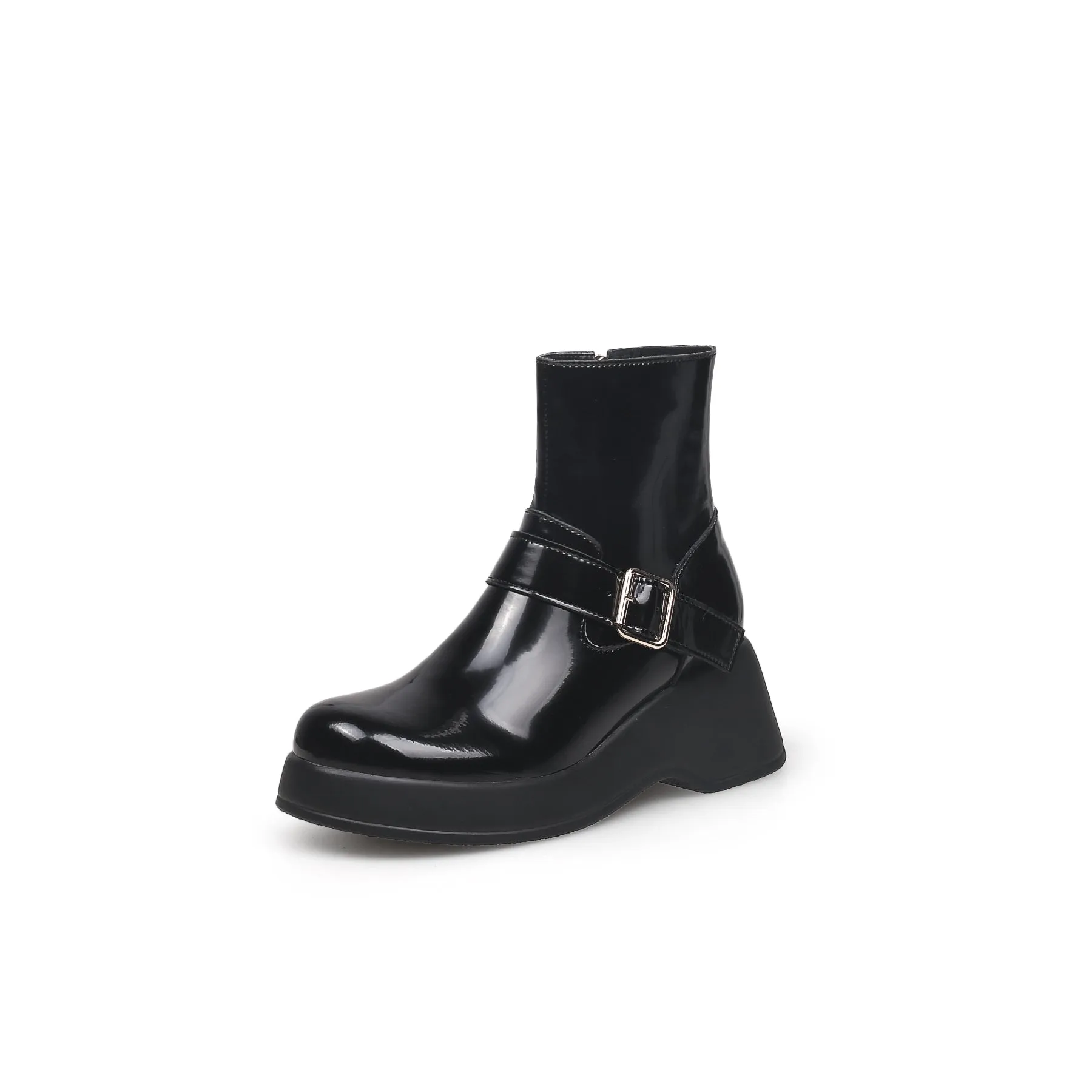 Buckled Mid-Calf Wellie Boots