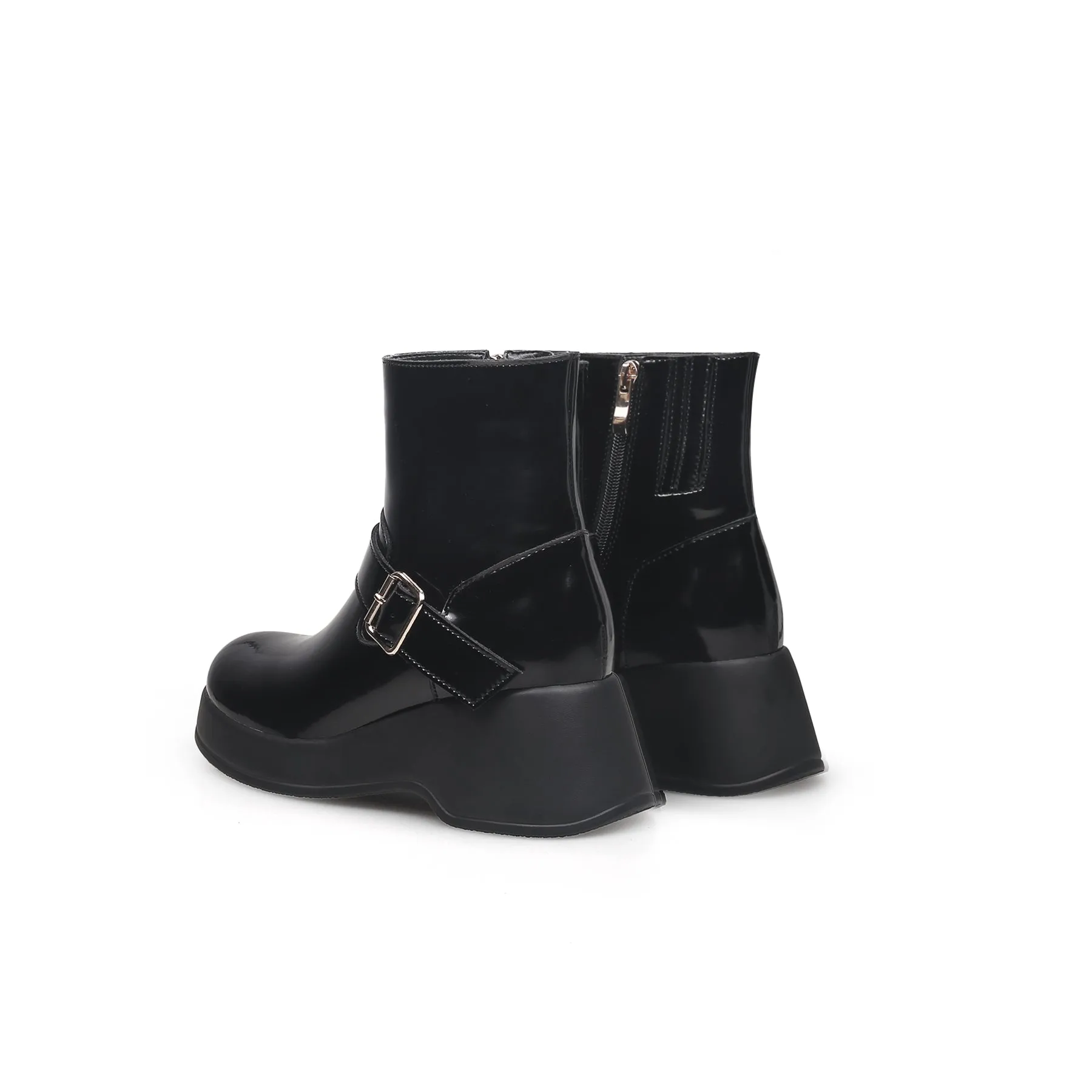 Buckled Mid-Calf Wellie Boots