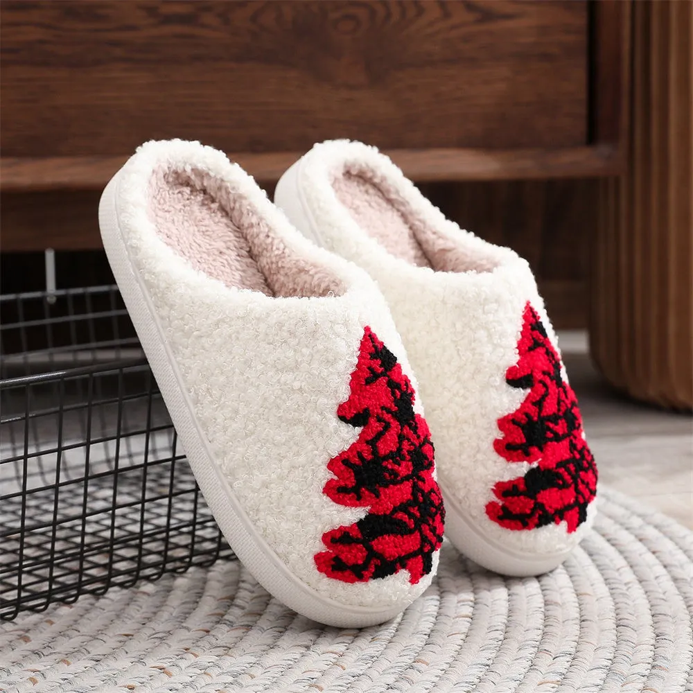 Christmas Slippers Red Christmas Tree Shoes Home Cotton Slippers