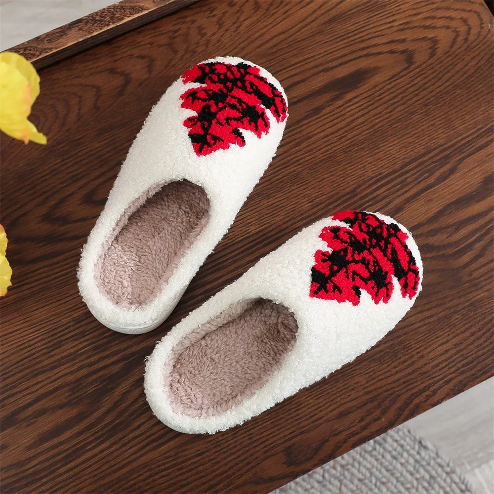 Christmas Slippers Red Christmas Tree Shoes Home Cotton Slippers