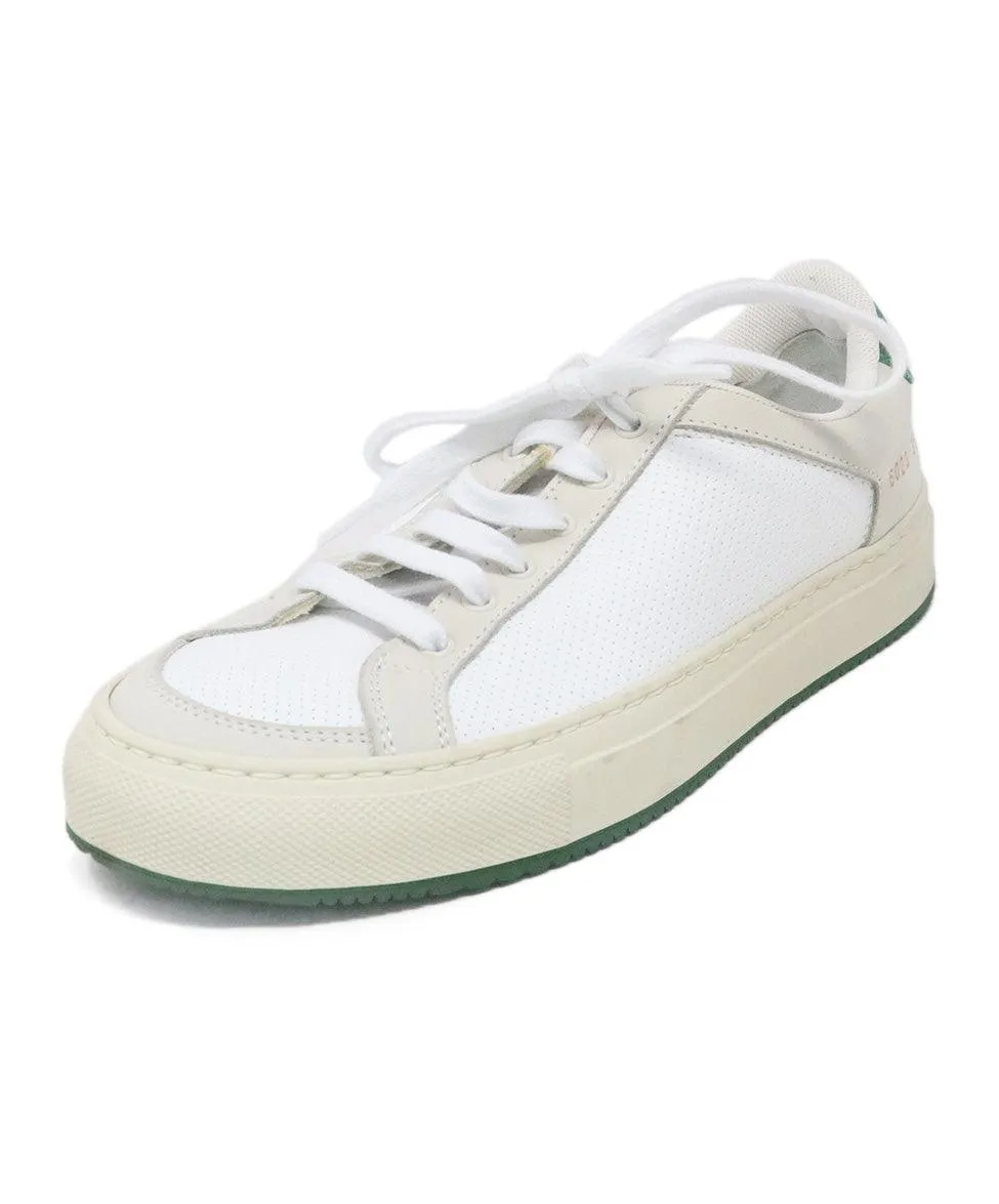 Common Projects White & Green Leather Sneakers sz 5