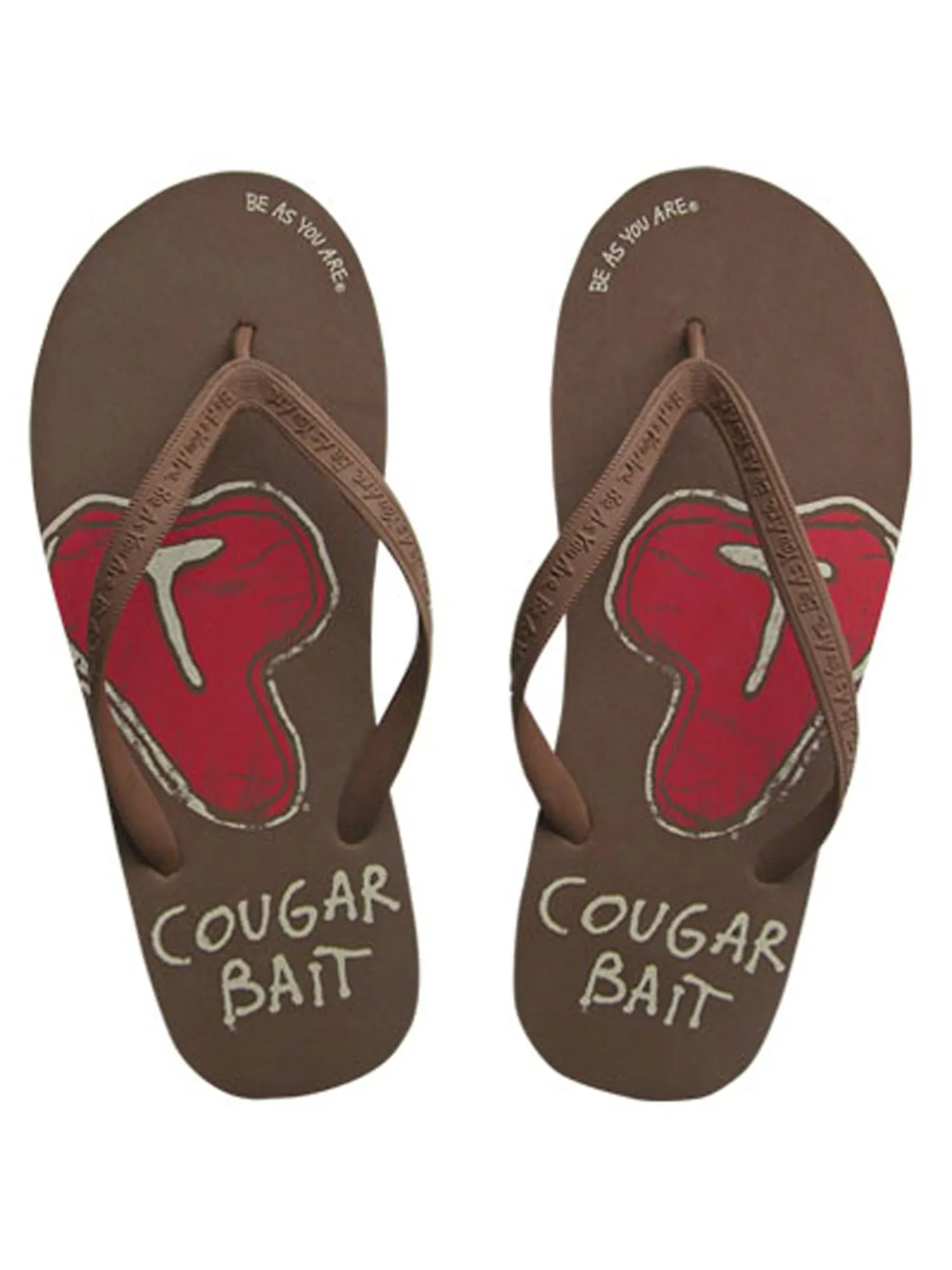 Cougar Bait Men's Brown Novelty Flip Flops Size Medium