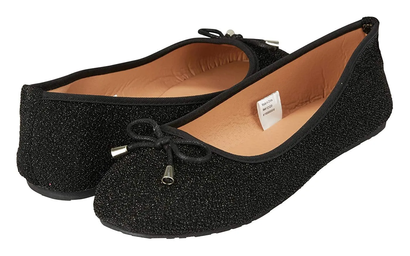 dELiAs Girls Ballet Flats with Bow and Trimming Glitter Mesh Mary Jane Sandals