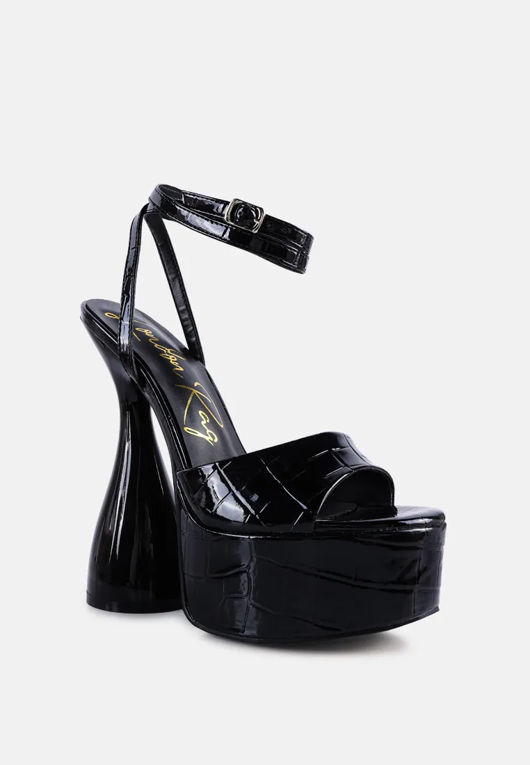 Drop Dead Patent Croc Ultra High Platform Sandals