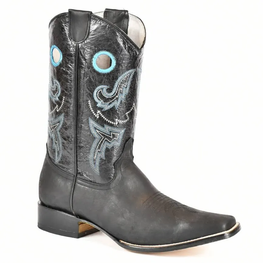 El Norteno Family Black Leather Rodeo Cowboy Boot-226