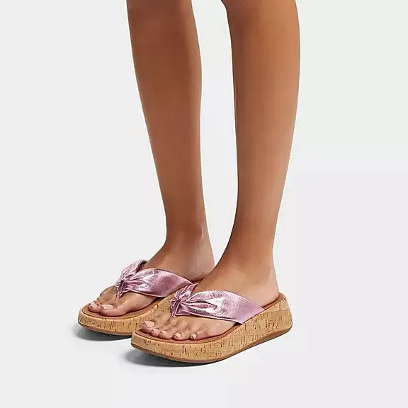 FitFlop F-Mode Leather Twist Cork Sandals - Wild Metallic Lilac