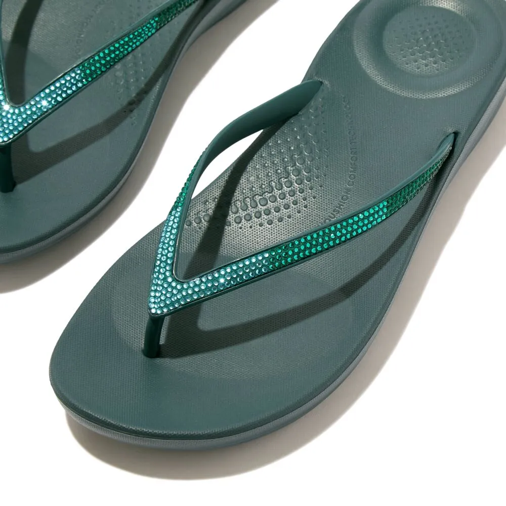 FitFlop Iqushion Sparkle Ombre Flip Flops Sandals - Deep Teal/Mint Blue