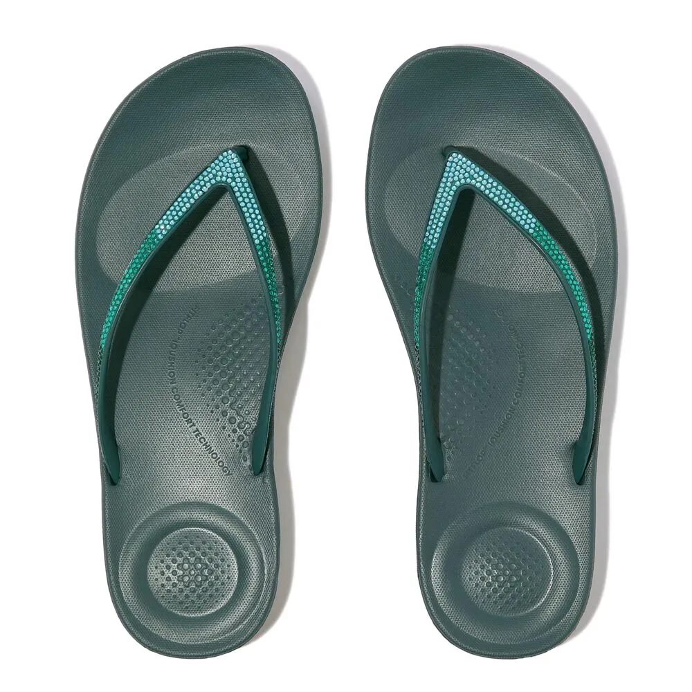 FitFlop Iqushion Sparkle Ombre Flip Flops Sandals - Deep Teal/Mint Blue