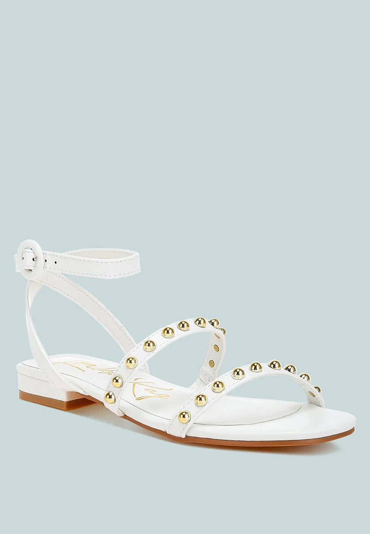 Flippity Studded Ankle Strap Flat Sandals