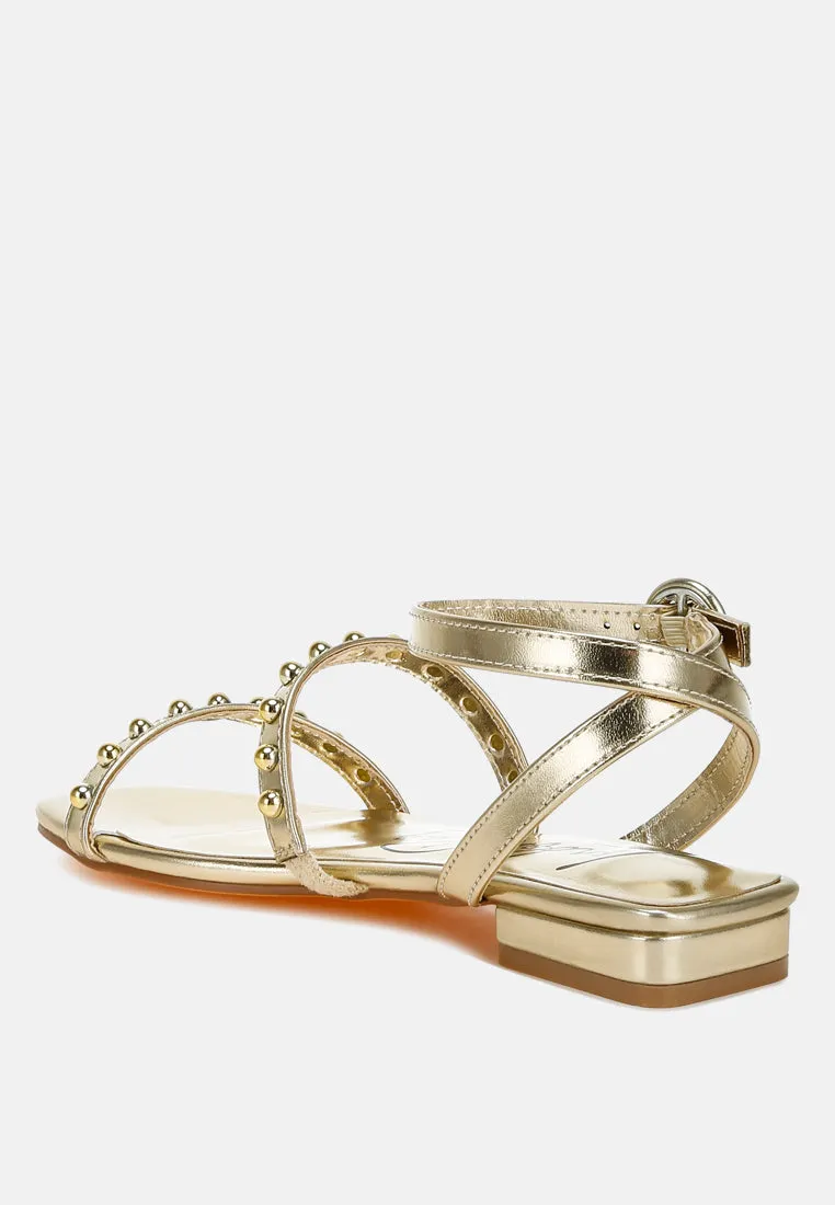 Flippity Studded Ankle Strap Flat Sandals