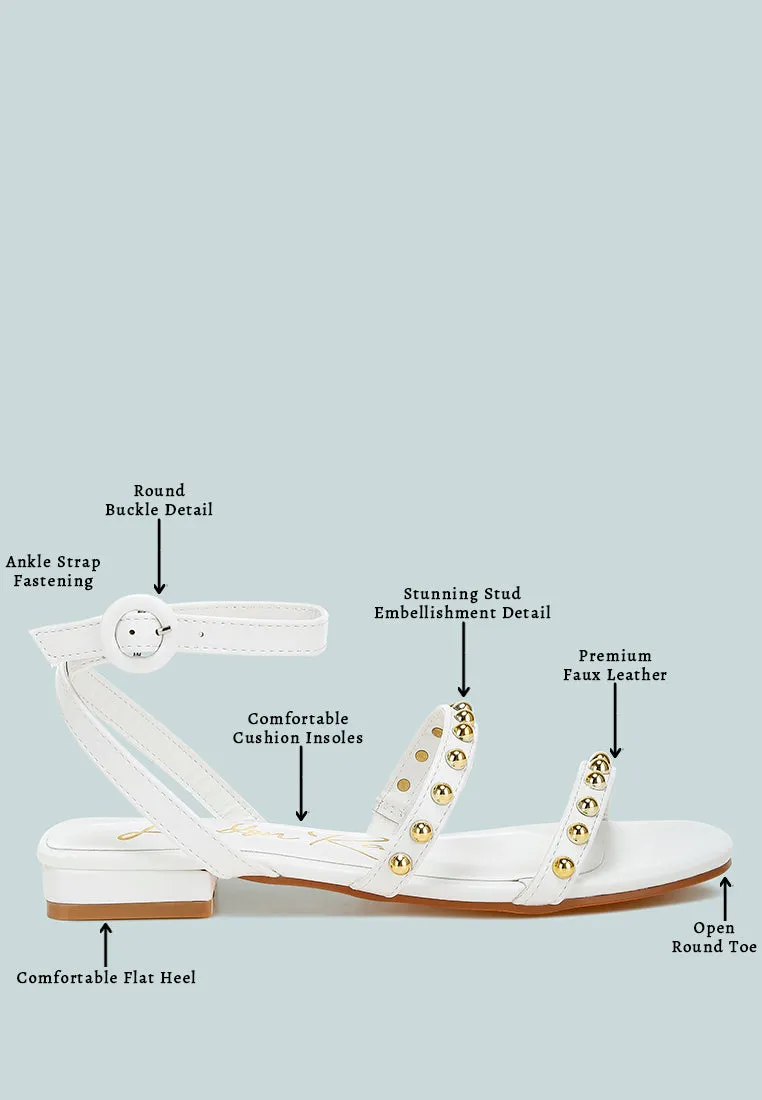 Flippity Studded Ankle Strap Flat Sandals