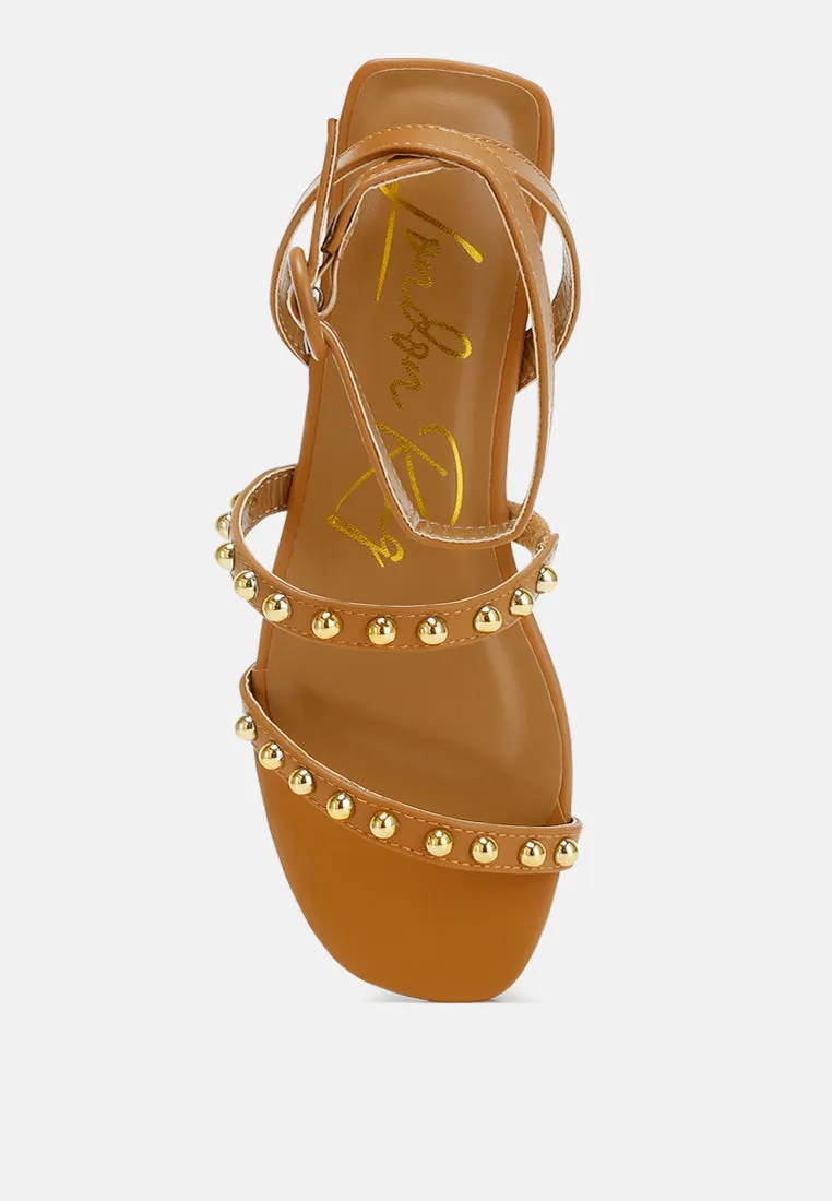 Flippity Studded Ankle Strap Flat Sandals