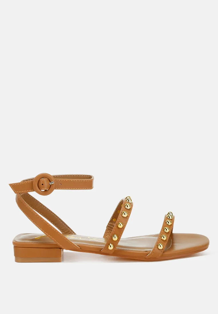 Flippity Studded Ankle Strap Flat Sandals