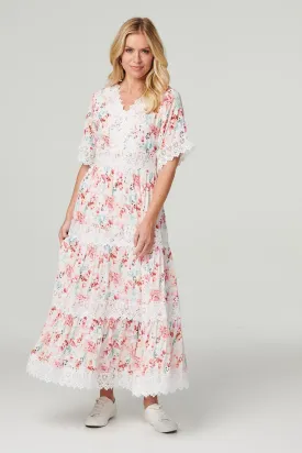 Floral Lace Detail Maxi Dress