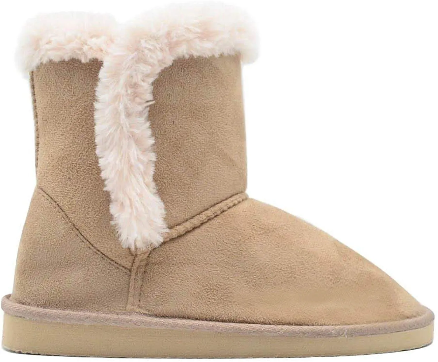 Gold Toe Womens 7 Inch� Short Mid Calf Microsuede Winter Boots with Faux Fur Trim