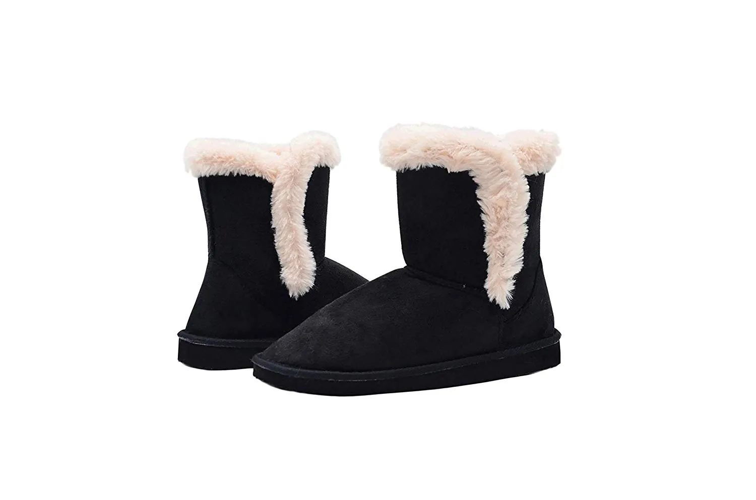 Gold Toe Womens 7 Inch� Short Mid Calf Microsuede Winter Boots with Faux Fur Trim