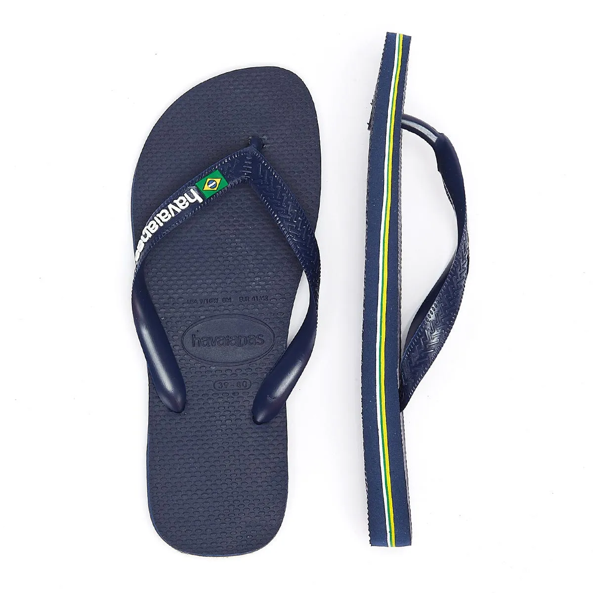 Havaianas Brasil Logo Navy Blue Rubber Flip Flops