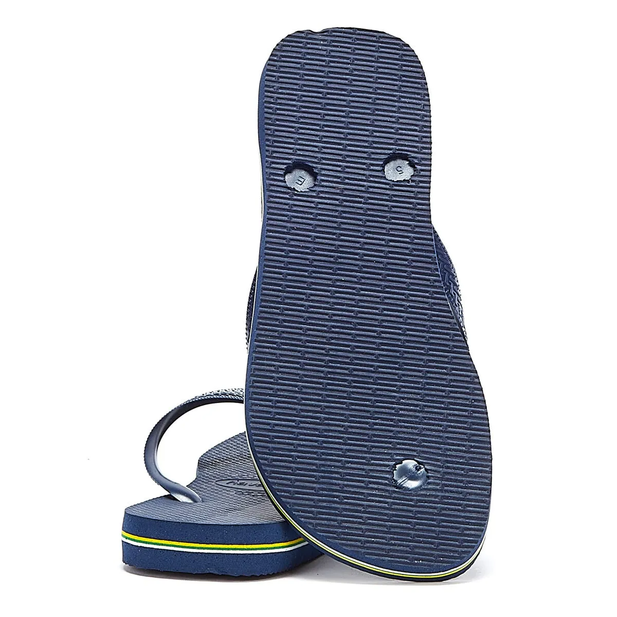 Havaianas Brasil Logo Navy Blue Rubber Flip Flops