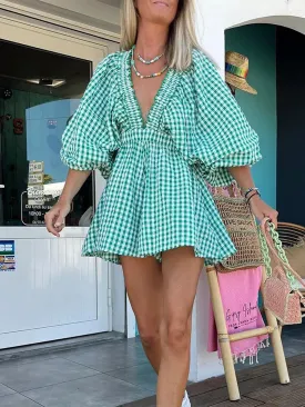 Jenna - Plaid printed romper