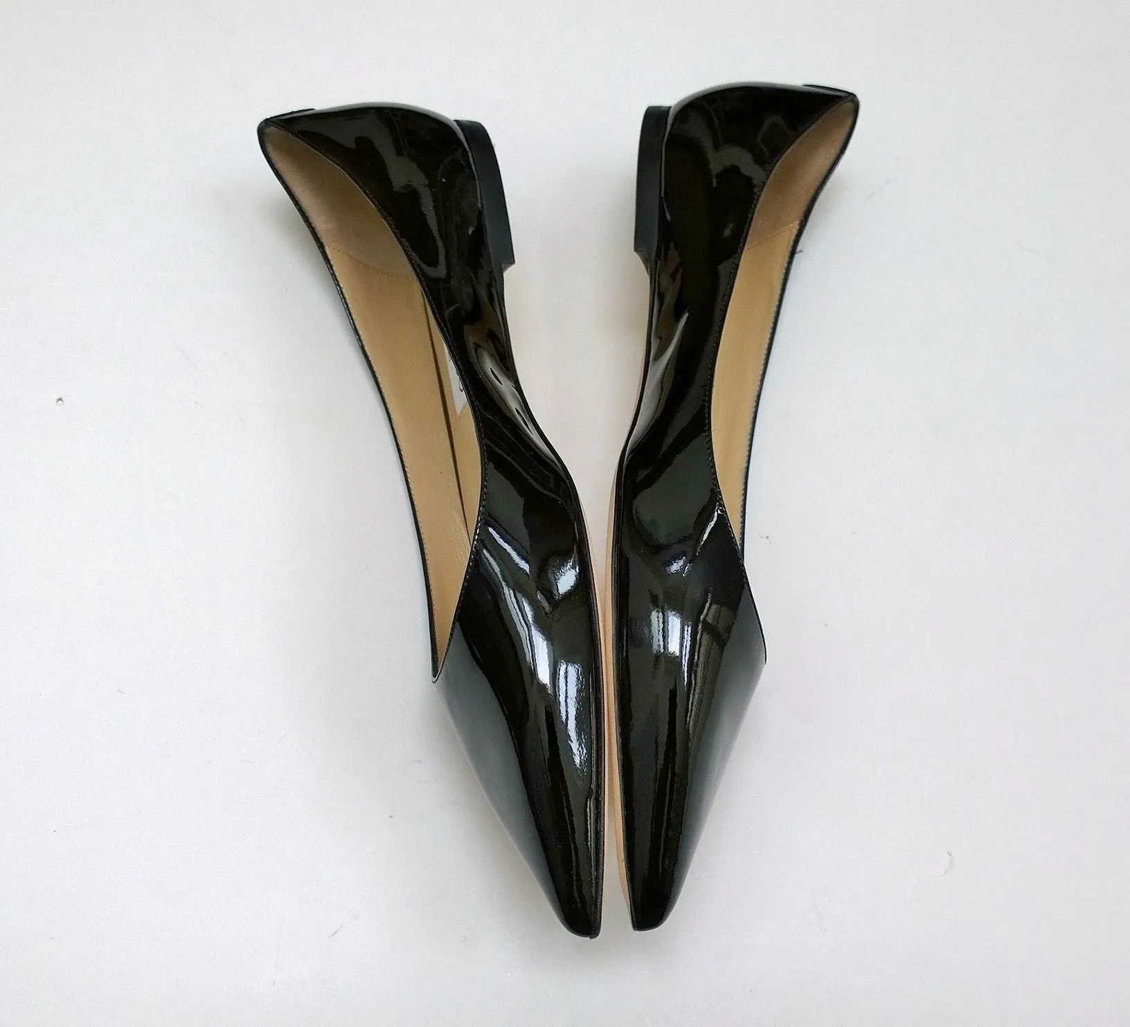 Jimmy Choo Love Black Patent Pointy Flats Shoes