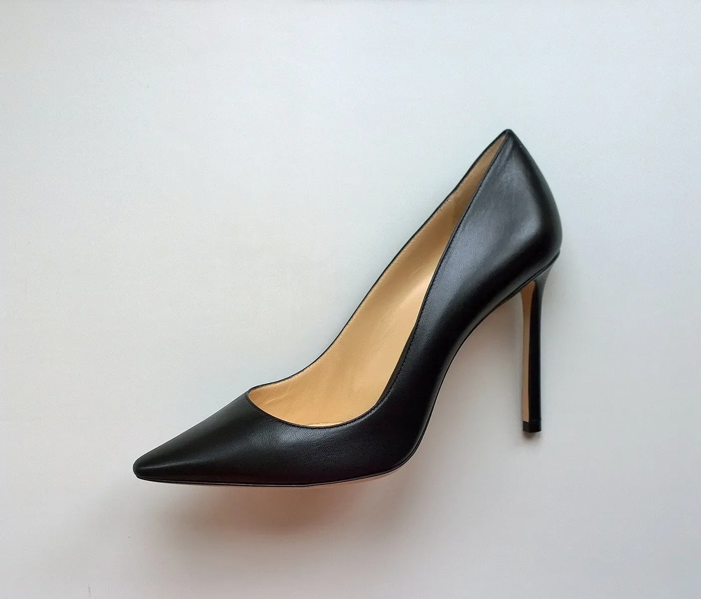 Jimmy Choo Romy Black Leather 100 HIgh Heels Pumps new