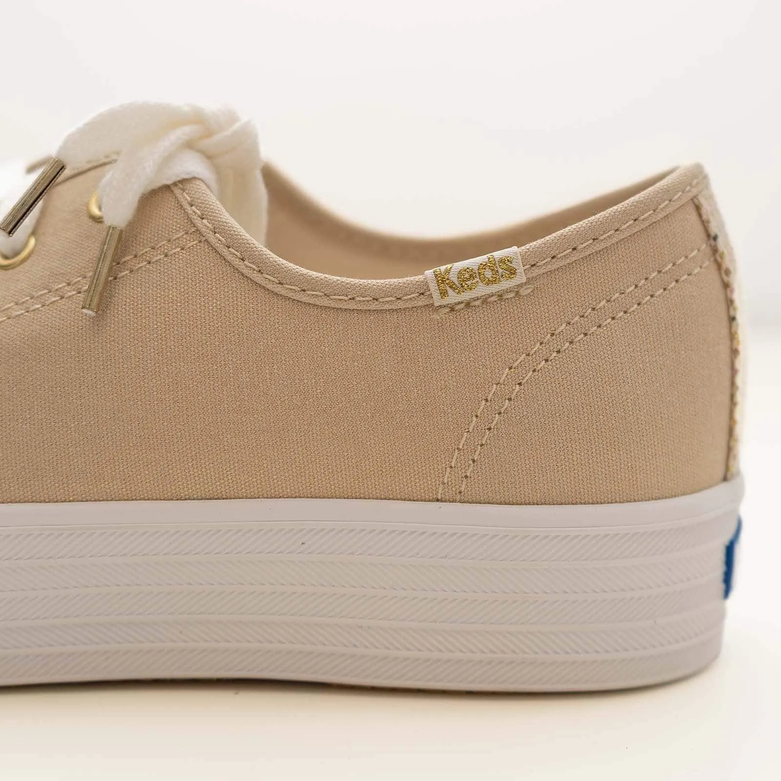 Keds Shoes Triple Kick Gold Metallic Canvas Trainers