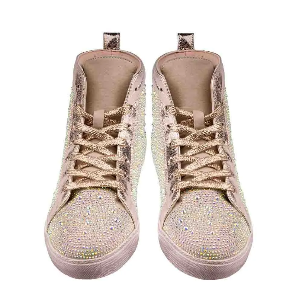 Lady Couture Foxy Gold Laser Cut Rhinestone Sneakers