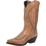 Laredo Men's (68432) Antique Tan Snip Toe Leather Cowboy Boot with Stylish Leather Lacework