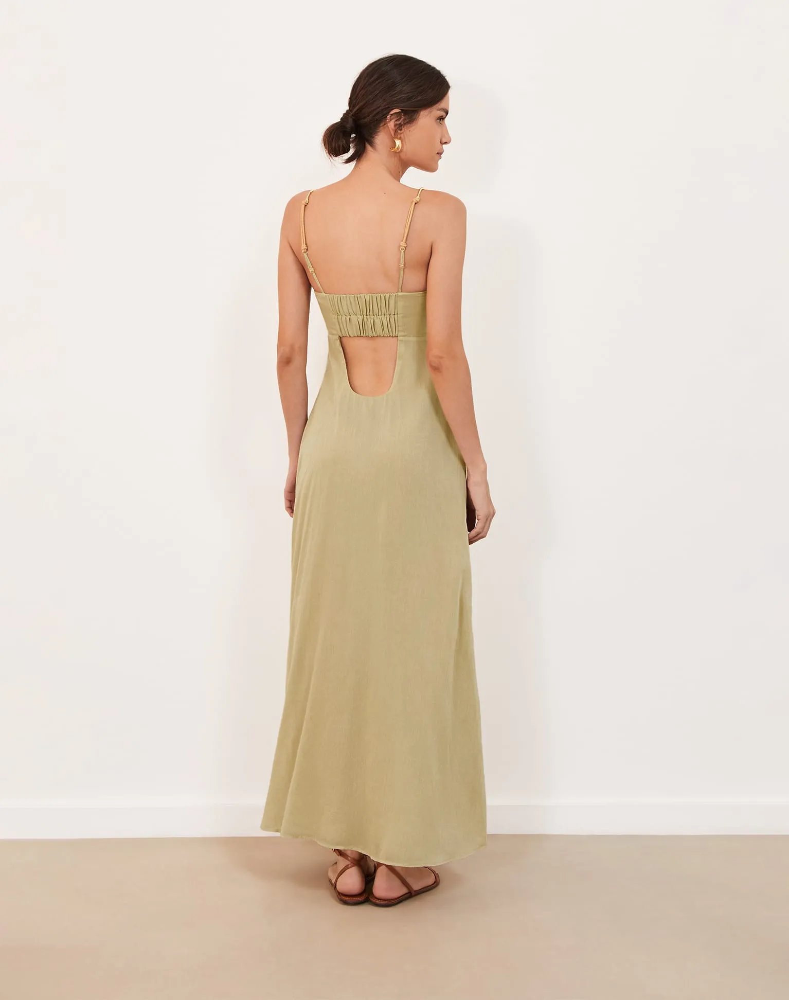 Leona Detail Long Dress - Olivine