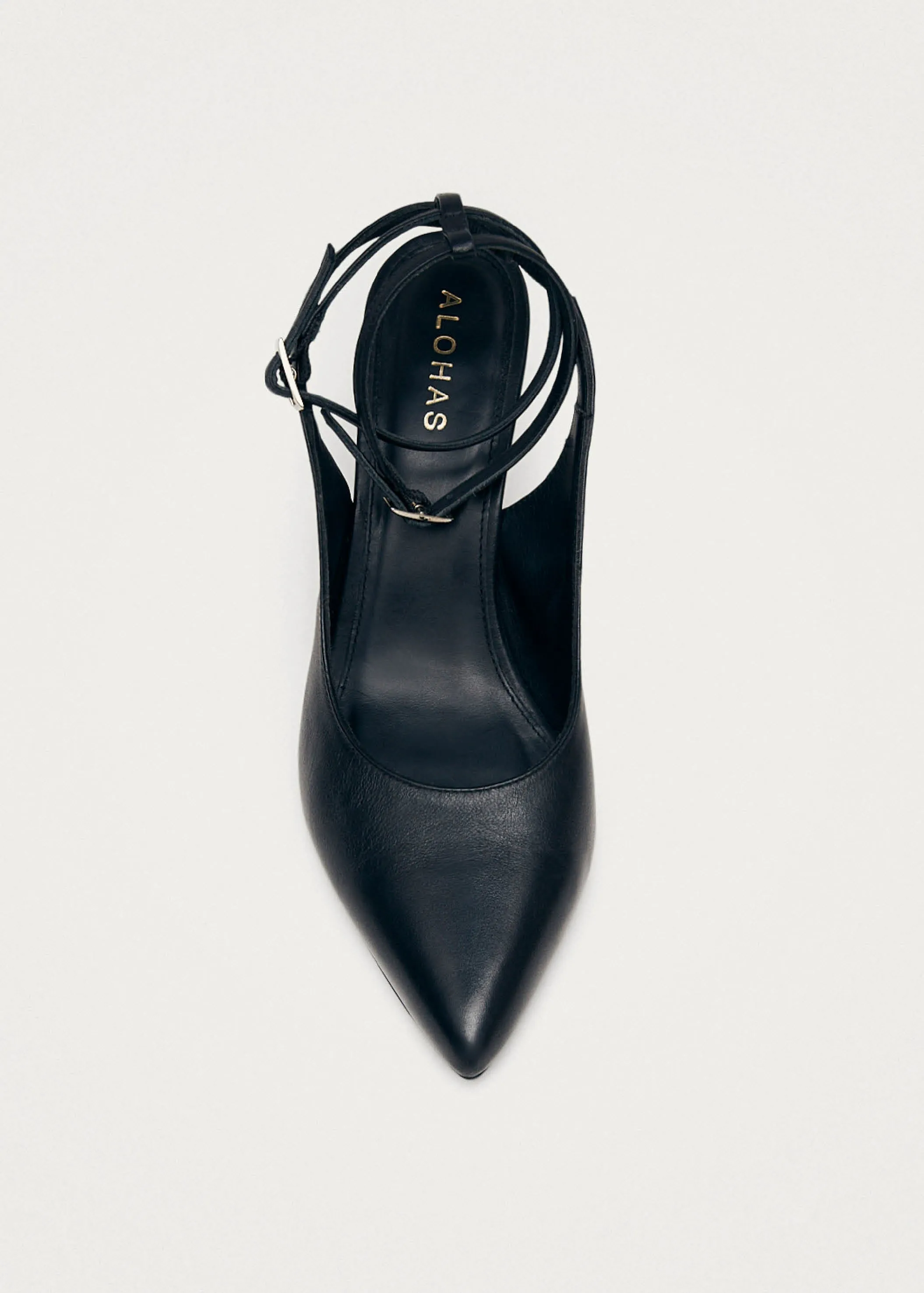 Louise Black Leather Pumps